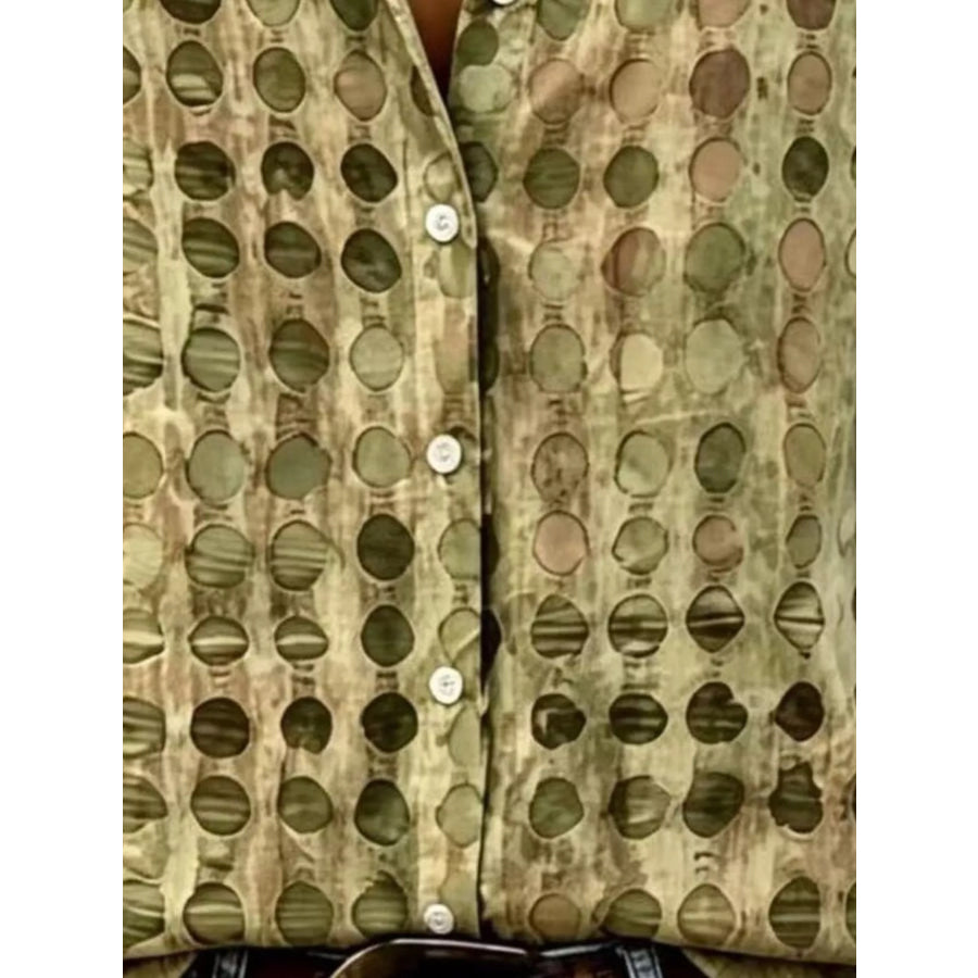 Full Size Circle Pattern Long Sleeve Shirt Plus Apparel and Accessories