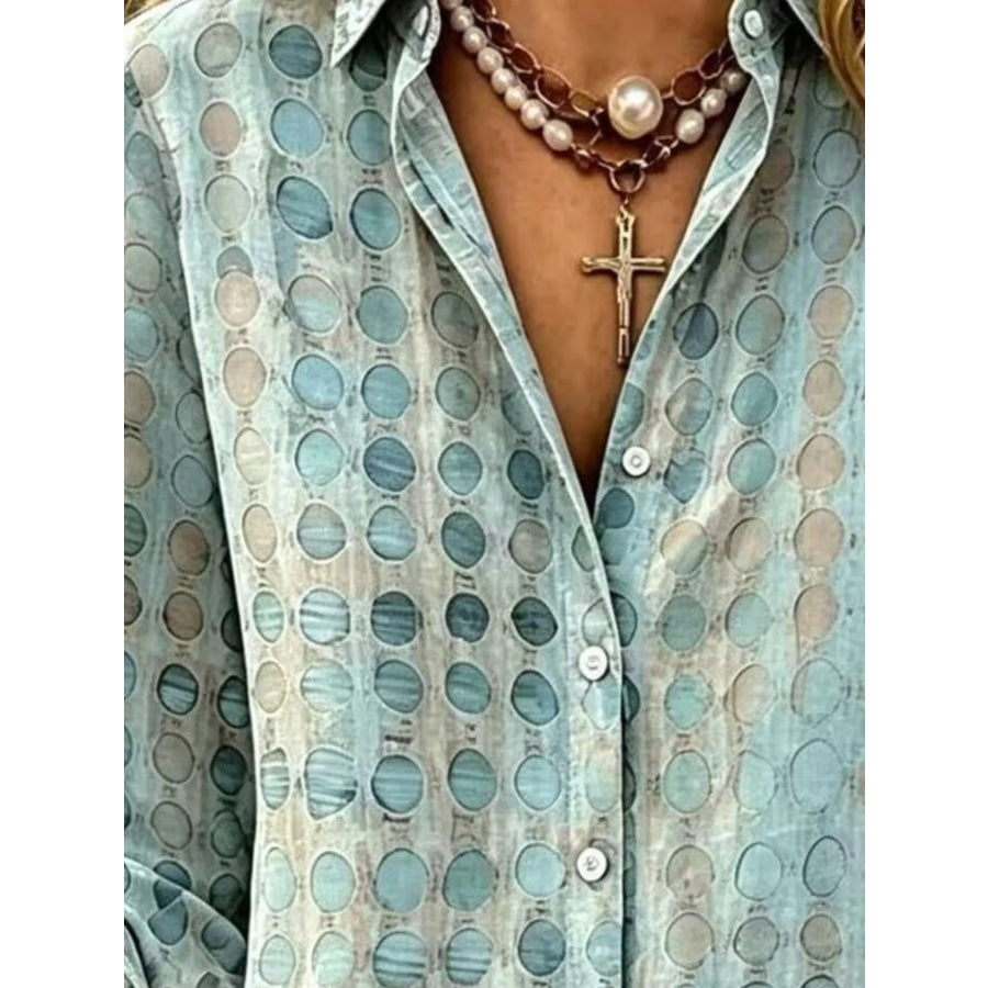 Full Size Circle Pattern Long Sleeve Shirt Plus Apparel and Accessories