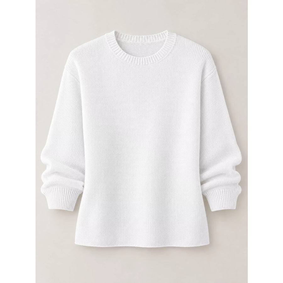 Full Size Classic Crew Neck Sweater Plus Apparel and Accessories