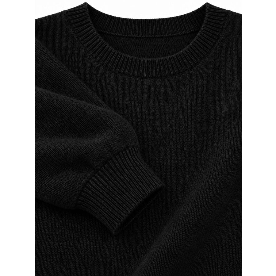Full Size Classic Crew Neck Sweater Plus Apparel and Accessories