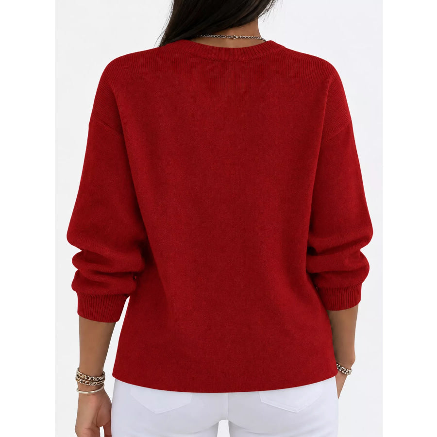 Full Size Classic Crew Neck Sweater Plus Apparel and Accessories