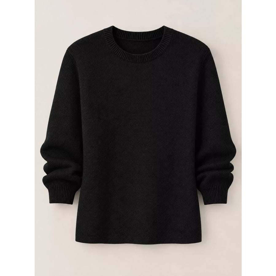 Full Size Classic Crew Neck Sweater Plus Apparel and Accessories