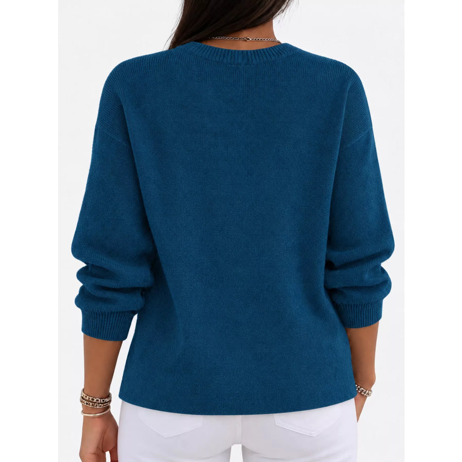 Full Size Classic Crew Neck Sweater Plus Apparel and Accessories