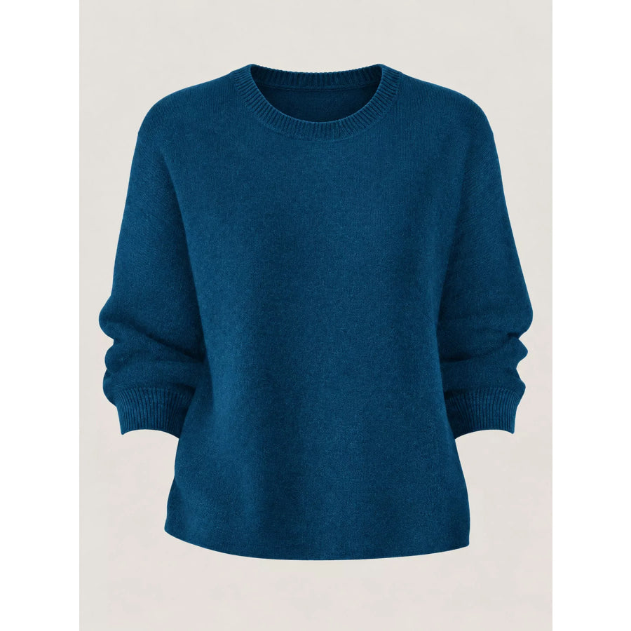 Full Size Classic Crew Neck Sweater Plus Apparel and Accessories