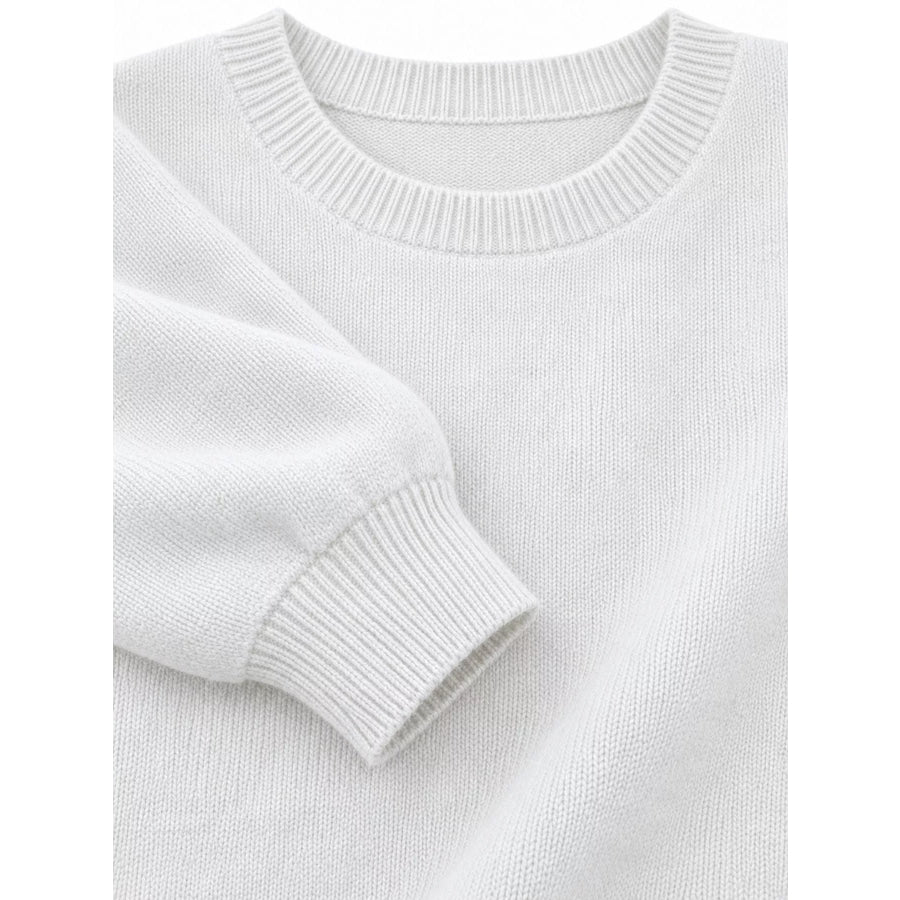 Full Size Classic Crew Neck Sweater Plus Apparel and Accessories