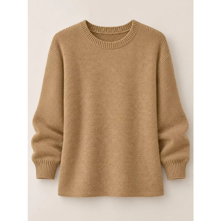 Full Size Classic Crew Neck Sweater Plus Apparel and Accessories