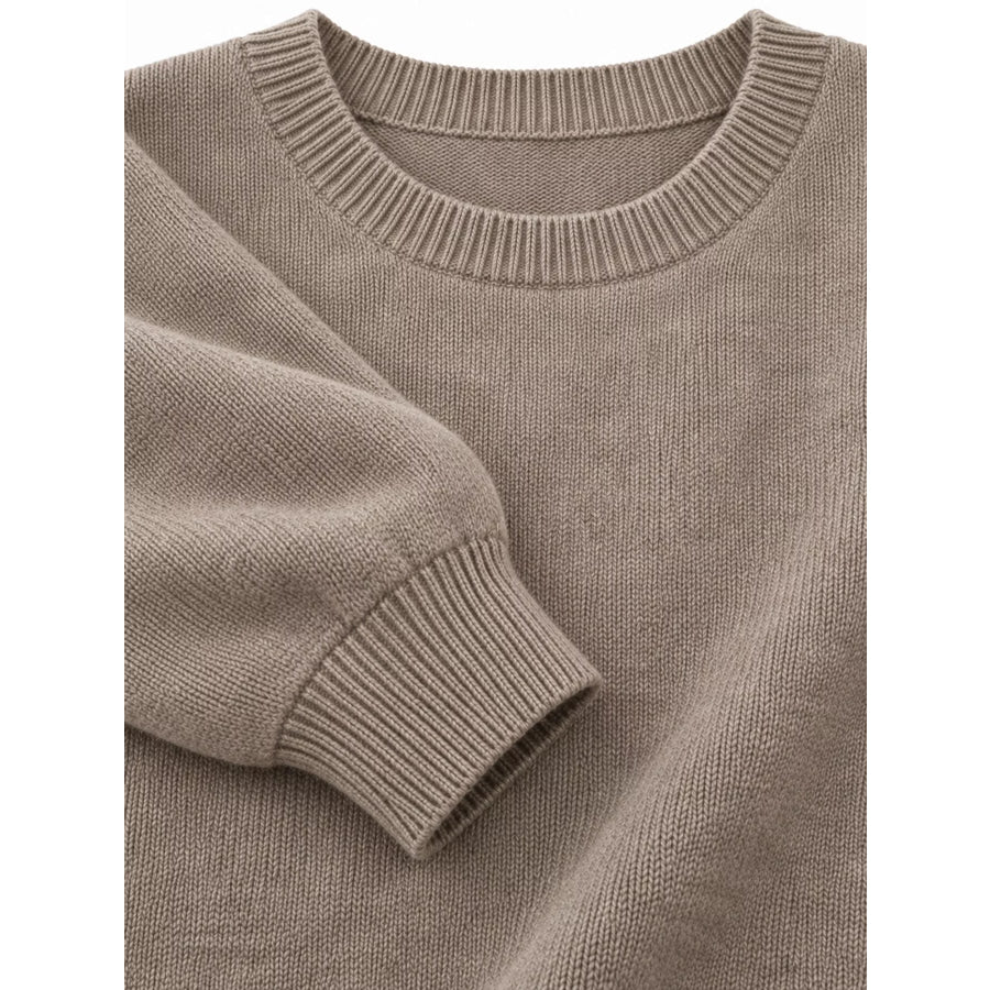 Full Size Classic Crew Neck Sweater Plus Apparel and Accessories