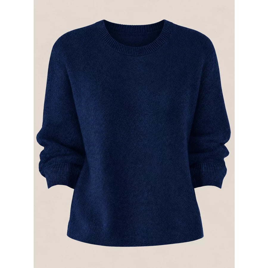 Full Size Classic Crew Neck Sweater Plus Apparel and Accessories