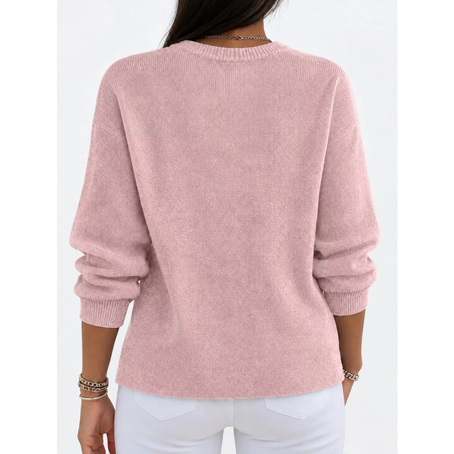 Full Size Classic Crew Neck Sweater Plus Apparel and Accessories