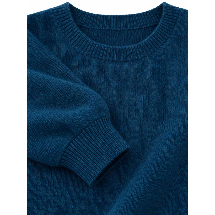 Full Size Classic Crew Neck Sweater Plus Apparel and Accessories