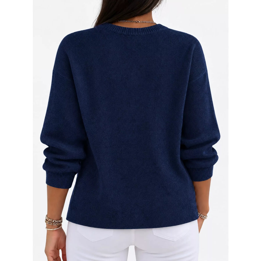 Full Size Classic Crew Neck Sweater Plus Apparel and Accessories