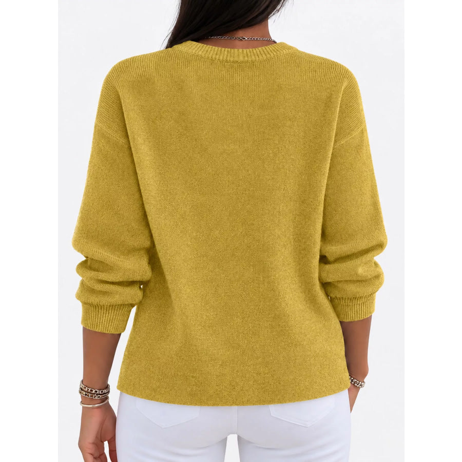 Full Size Classic Crew Neck Sweater Plus Apparel and Accessories