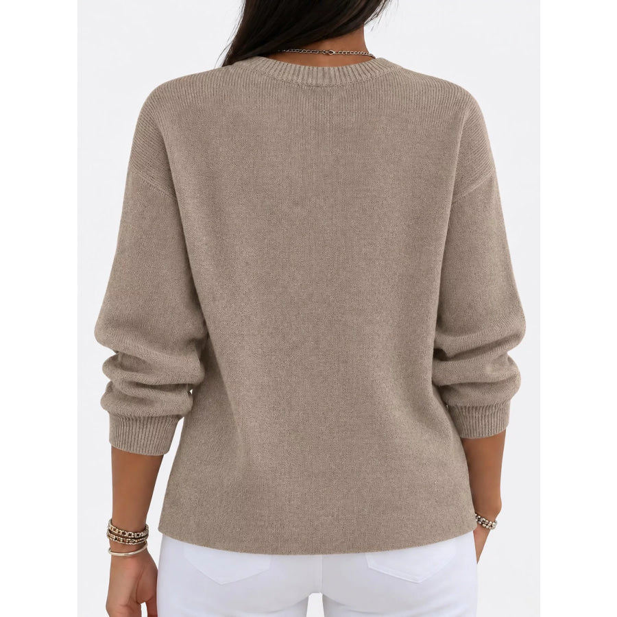 Full Size Classic Crew Neck Sweater Plus Apparel and Accessories