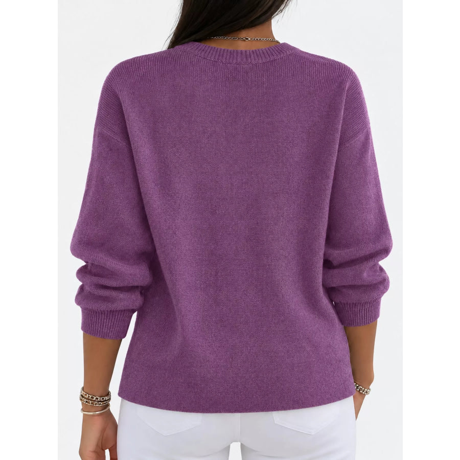 Full Size Classic Crew Neck Sweater Plus Apparel and Accessories