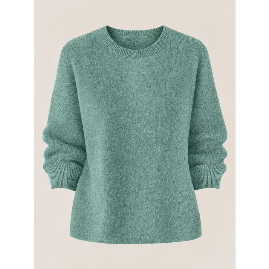 Full Size Classic Crew Neck Sweater Plus Apparel and Accessories