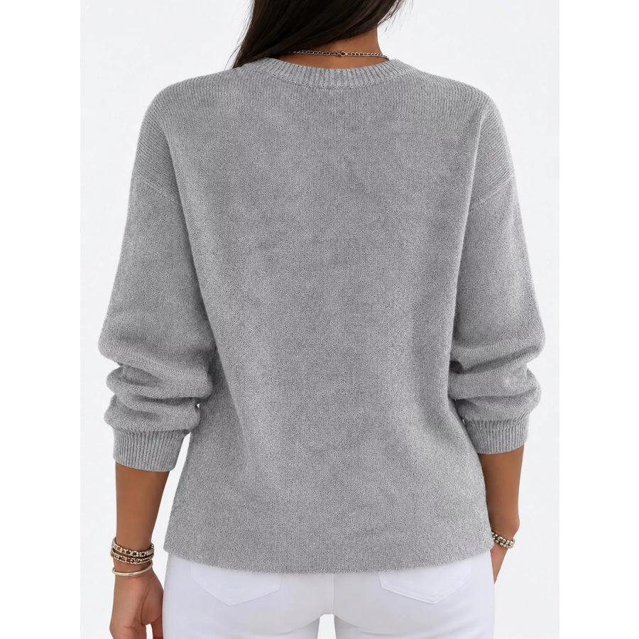 Full Size Classic Crew Neck Sweater Plus Apparel and Accessories