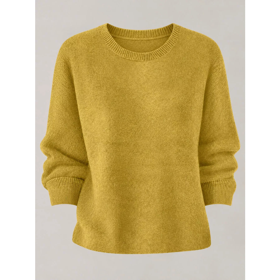Full Size Classic Crew Neck Sweater Plus Apparel and Accessories