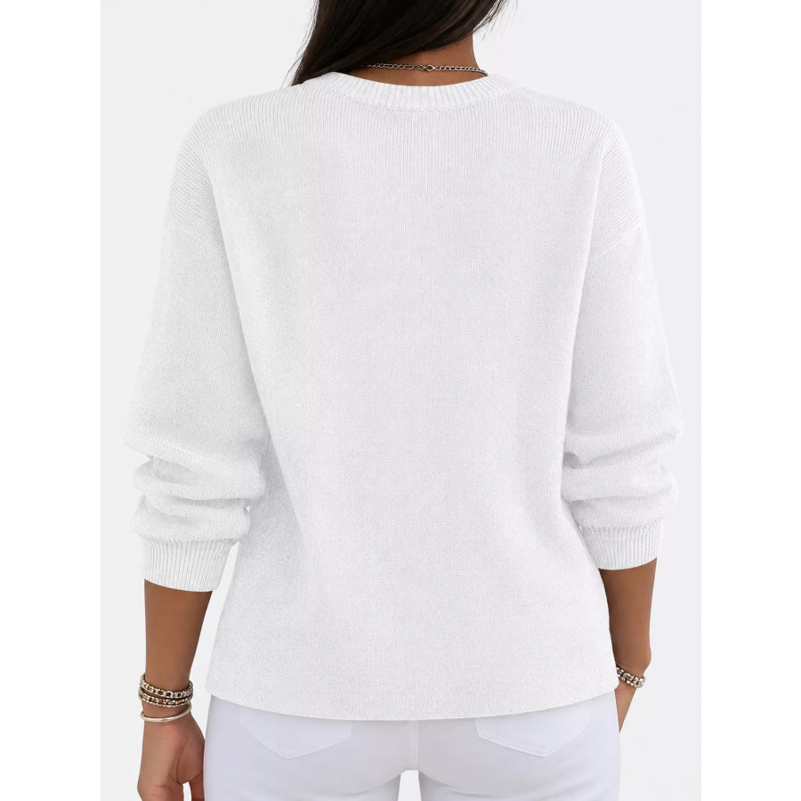 Full Size Classic Crew Neck Sweater Plus Apparel and Accessories