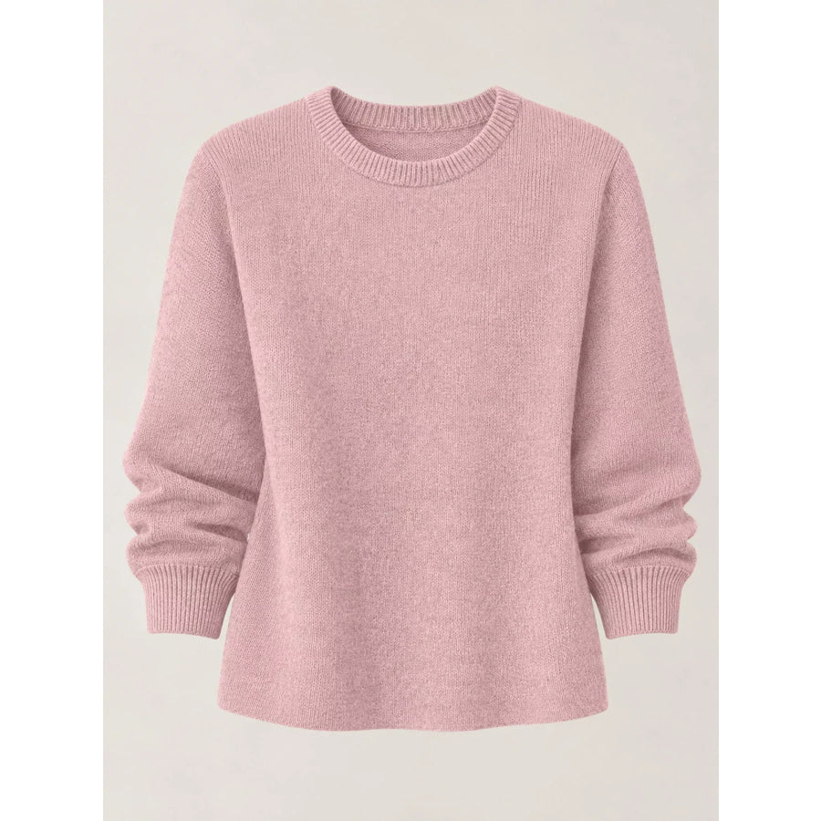 Full Size Classic Crew Neck Sweater Plus Apparel and Accessories