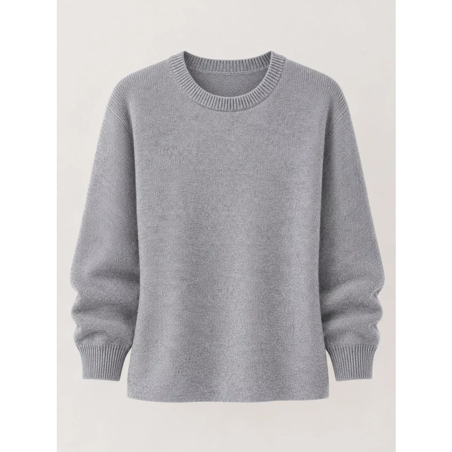 Full Size Classic Crew Neck Sweater Plus Apparel and Accessories
