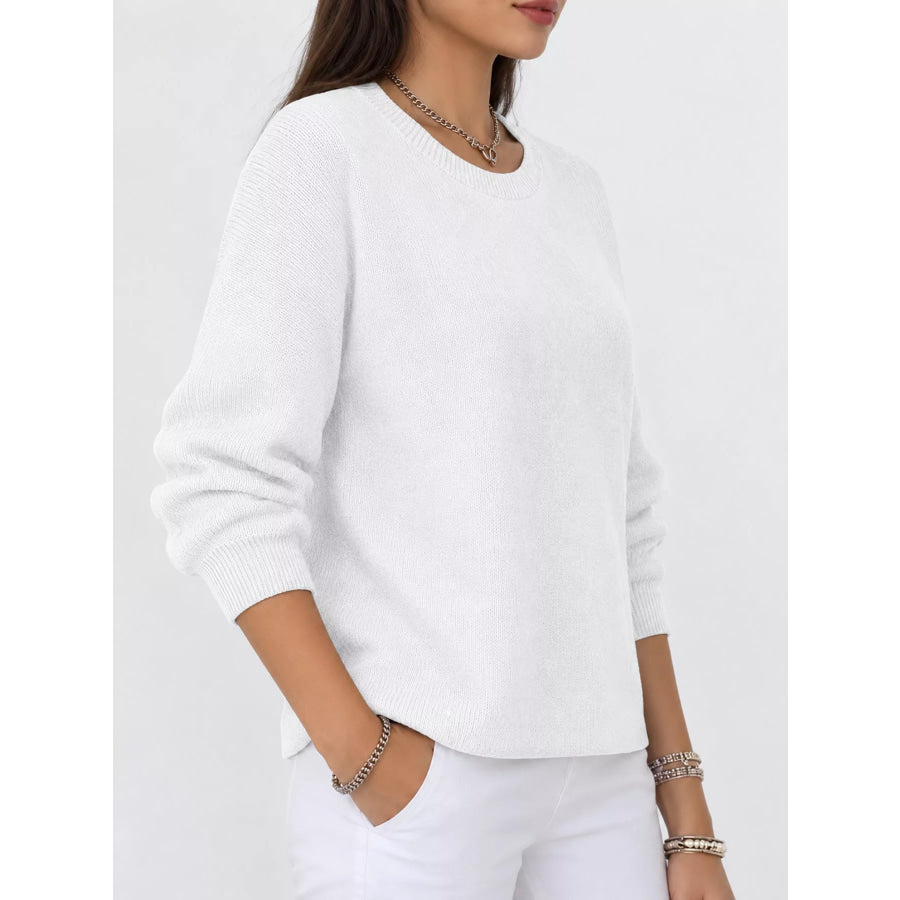 Full Size Classic Crew Neck Sweater Plus Apparel and Accessories