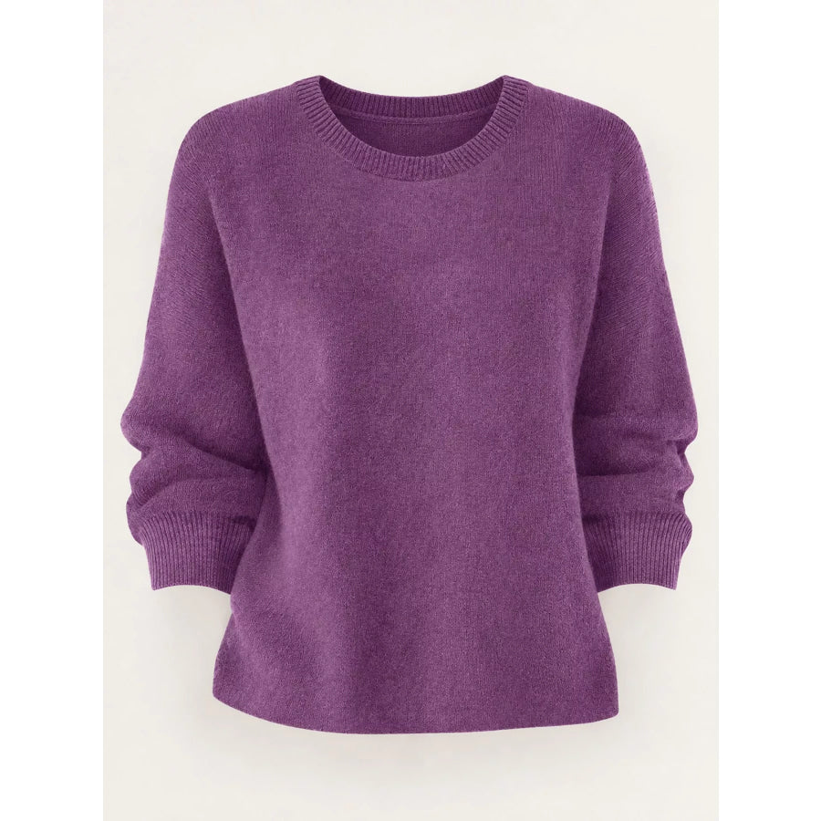Full Size Classic Crew Neck Sweater Plus Apparel and Accessories