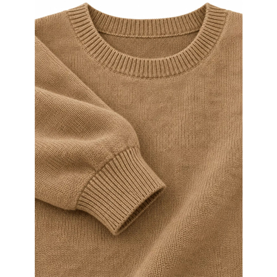 Full Size Classic Crew Neck Sweater Plus Apparel and Accessories