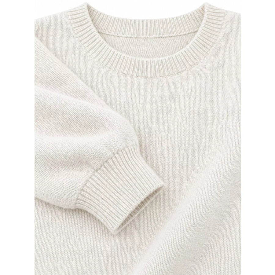 Full Size Classic Crew Neck Sweater Plus Apparel and Accessories
