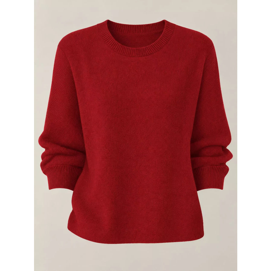 Full Size Classic Crew Neck Sweater Plus Apparel and Accessories