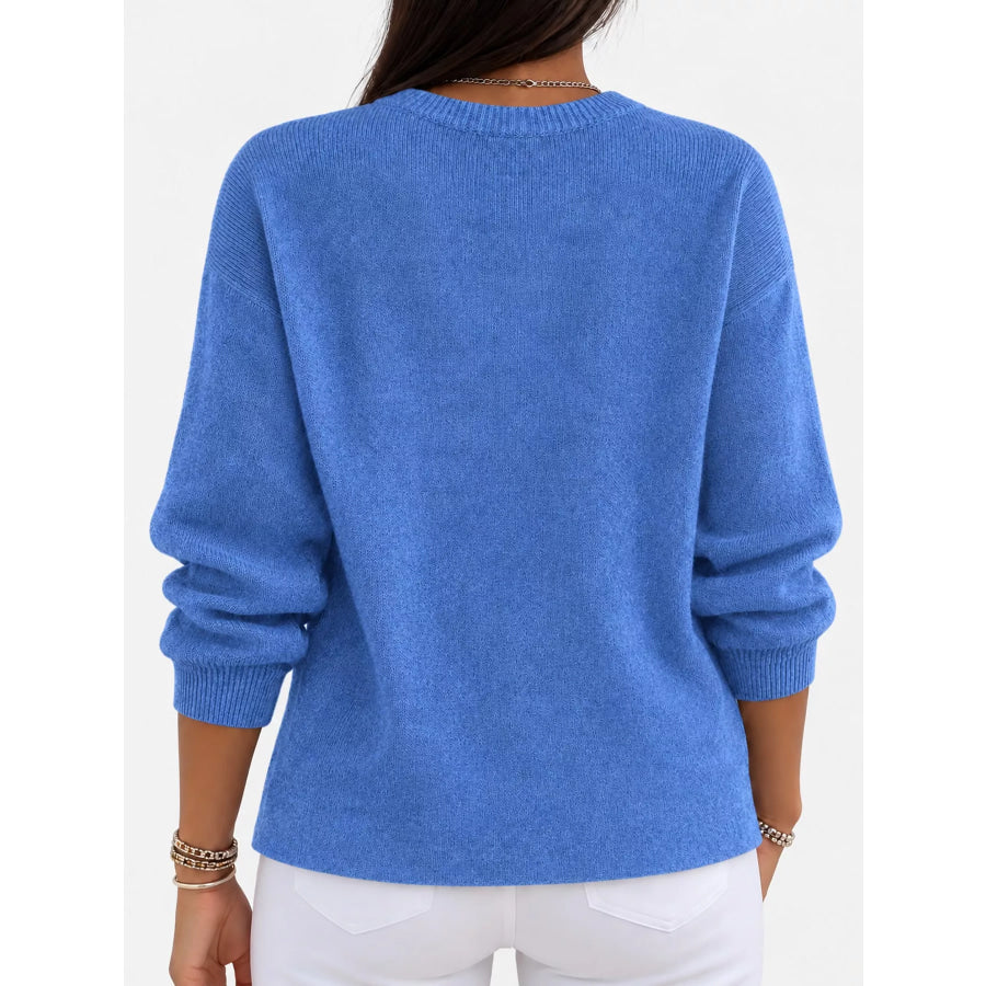 Full Size Classic Crew Neck Sweater Plus Apparel and Accessories