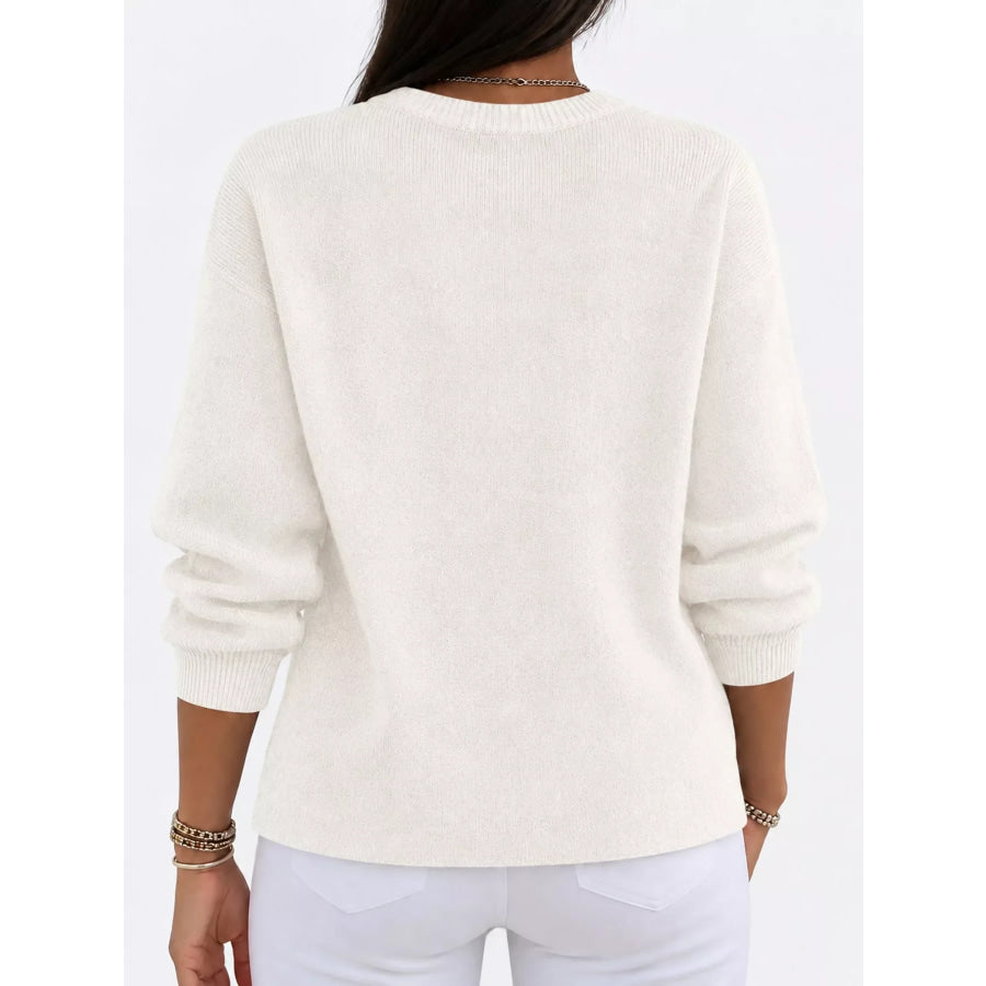 Full Size Classic Crew Neck Sweater Plus Apparel and Accessories