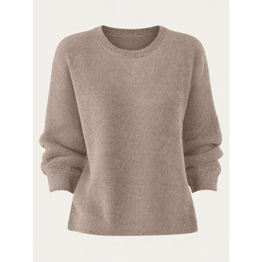 Full Size Classic Crew Neck Sweater Plus Apparel and Accessories