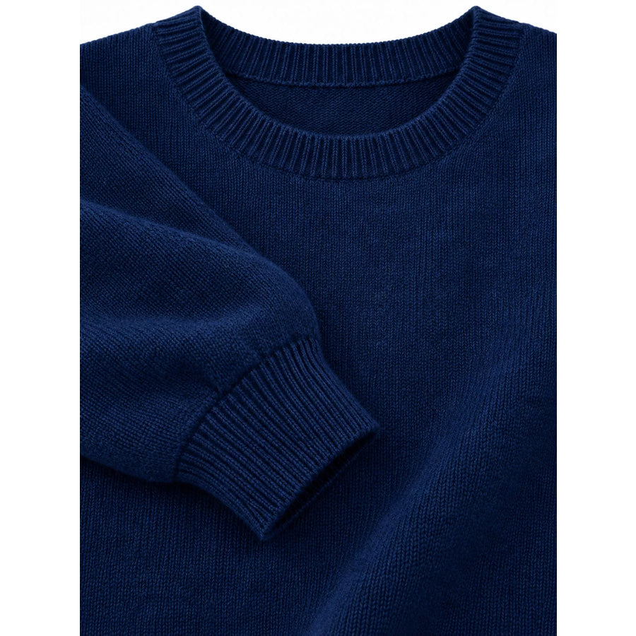 Full Size Classic Crew Neck Sweater Plus Apparel and Accessories