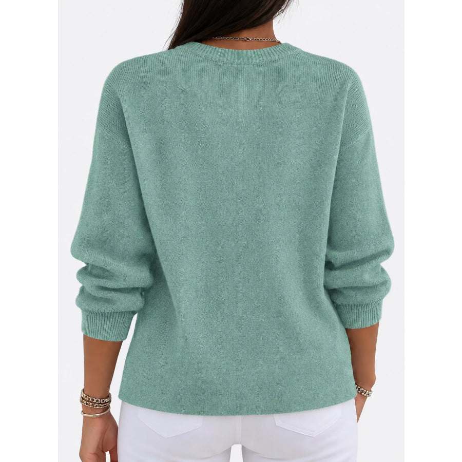 Full Size Classic Crew Neck Sweater Plus Apparel and Accessories