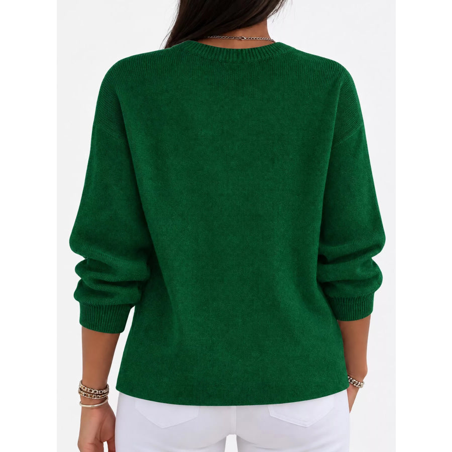 Full Size Classic Crew Neck Sweater Plus Apparel and Accessories