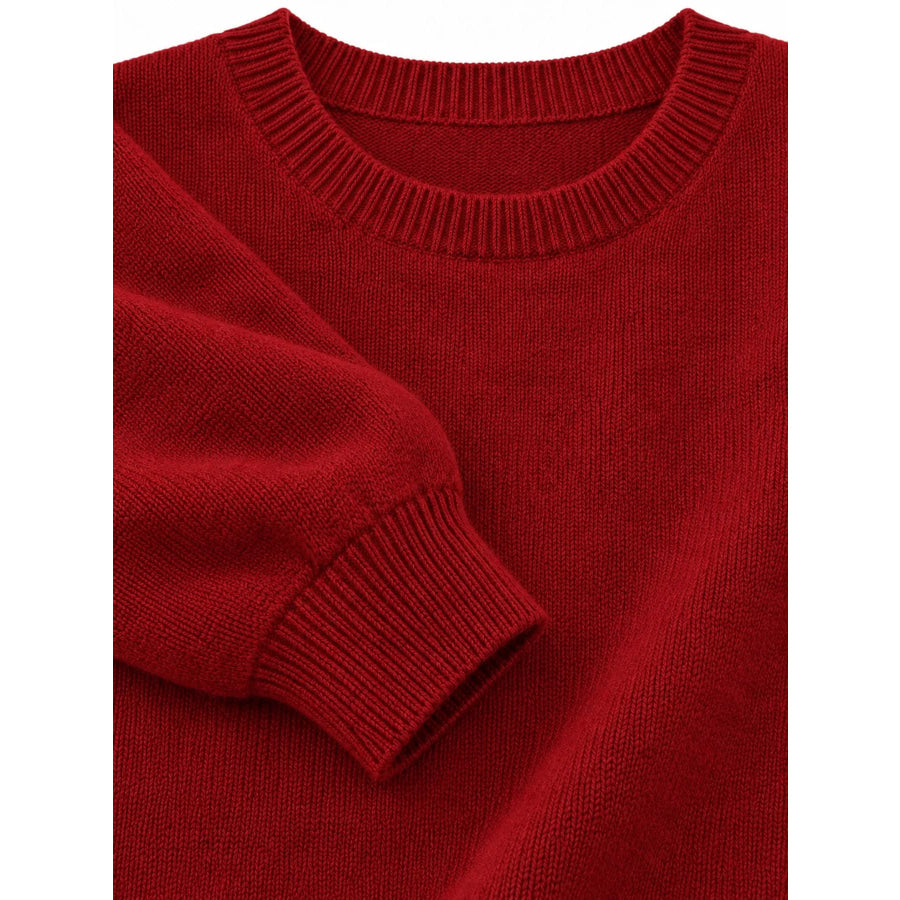 Full Size Classic Crew Neck Sweater Plus Apparel and Accessories