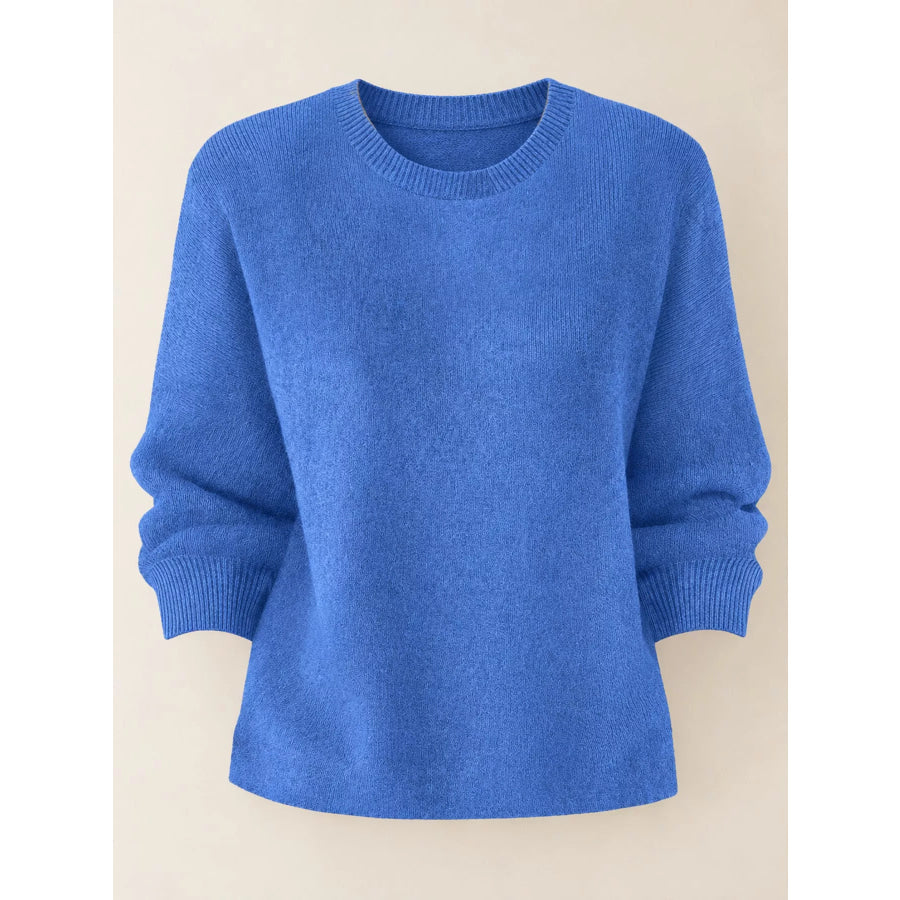 Full Size Classic Crew Neck Sweater Plus Apparel and Accessories