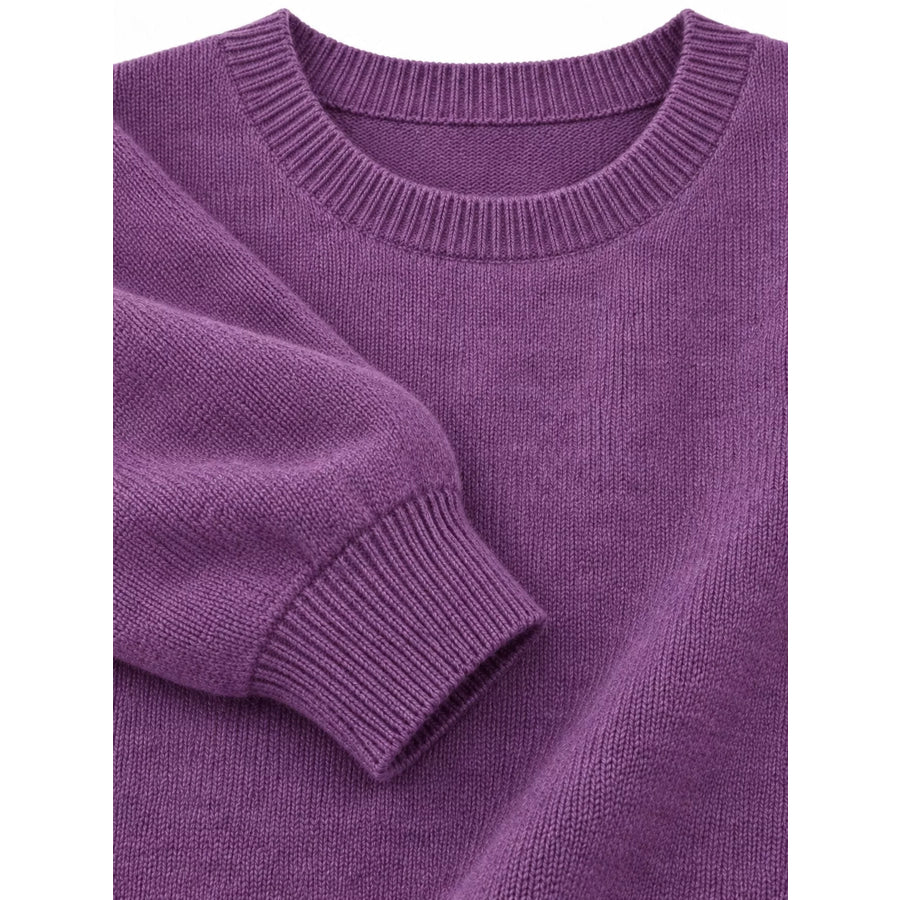 Full Size Classic Crew Neck Sweater Plus Apparel and Accessories