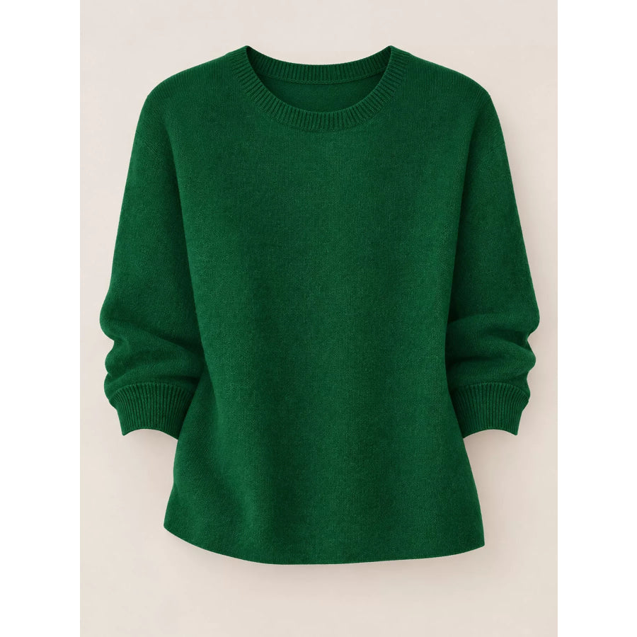 Full Size Classic Crew Neck Sweater Plus Apparel and Accessories