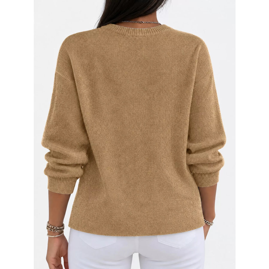 Full Size Classic Crew Neck Sweater Plus Apparel and Accessories