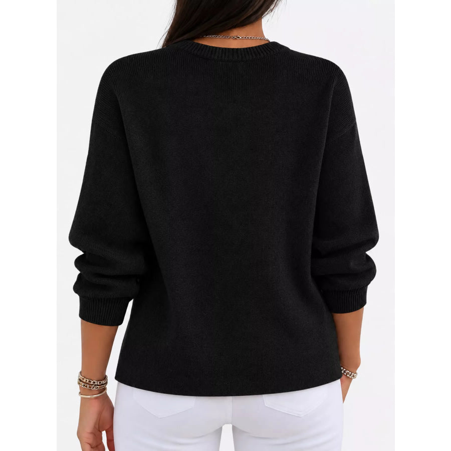 Full Size Classic Crew Neck Sweater Plus Apparel and Accessories