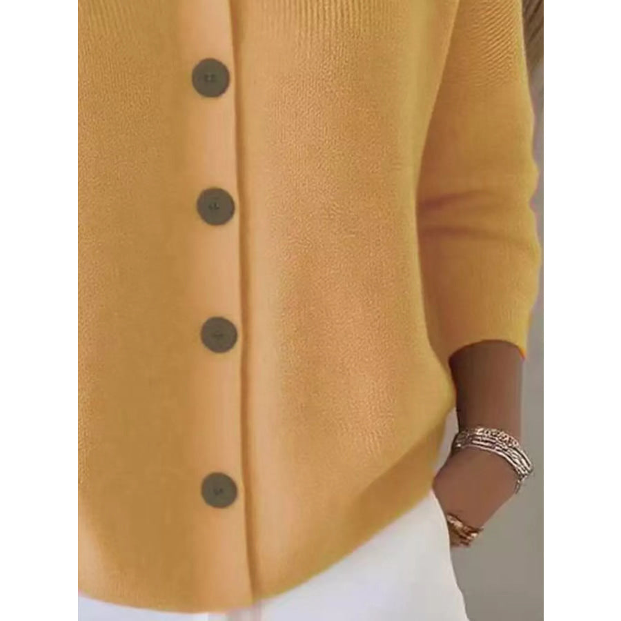 Full Size Collared Button-Down Knit Cardigan Plus Apparel and Accessories