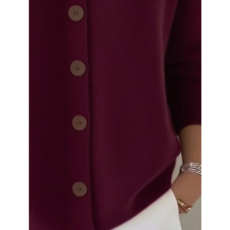 Full Size Collared Button-Down Knit Cardigan Plus Apparel and Accessories