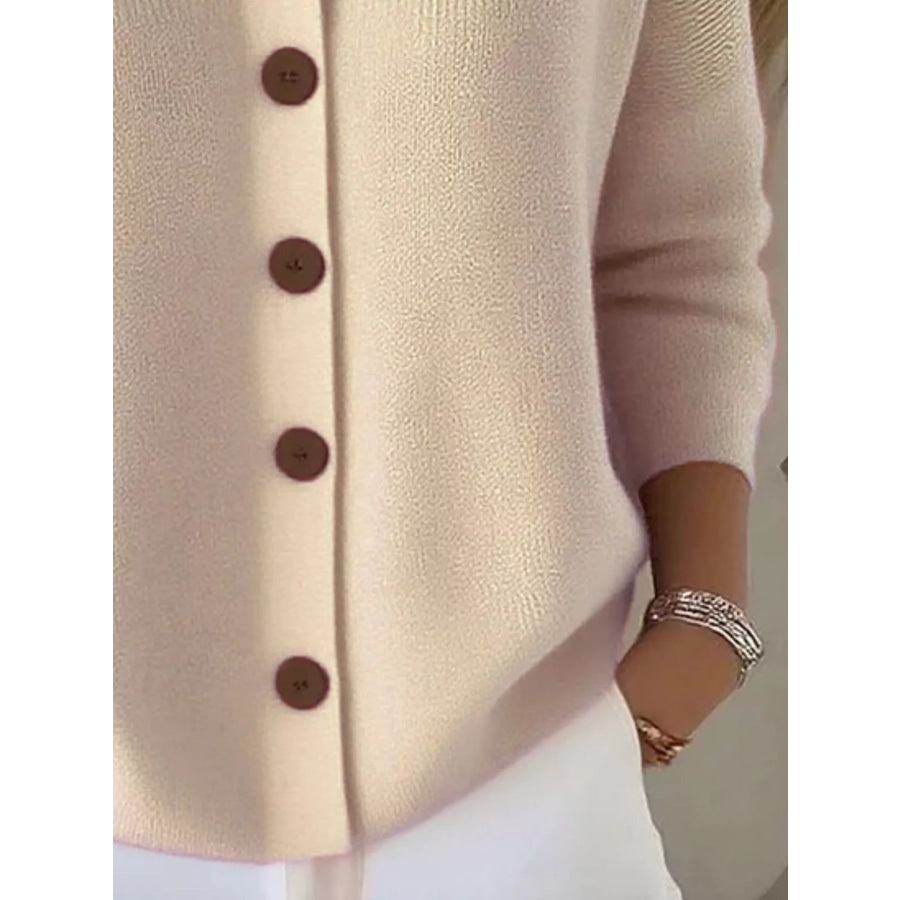 Full Size Collared Button-Down Knit Cardigan Plus Apparel and Accessories
