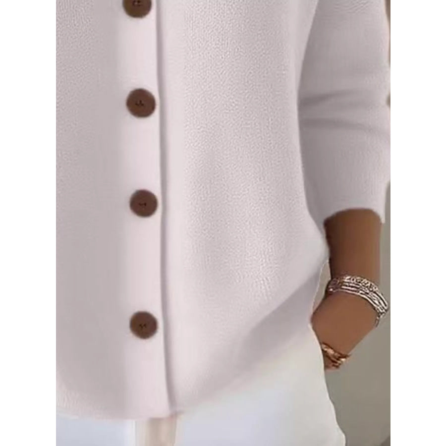 Full Size Collared Button-Down Knit Cardigan Plus Apparel and Accessories