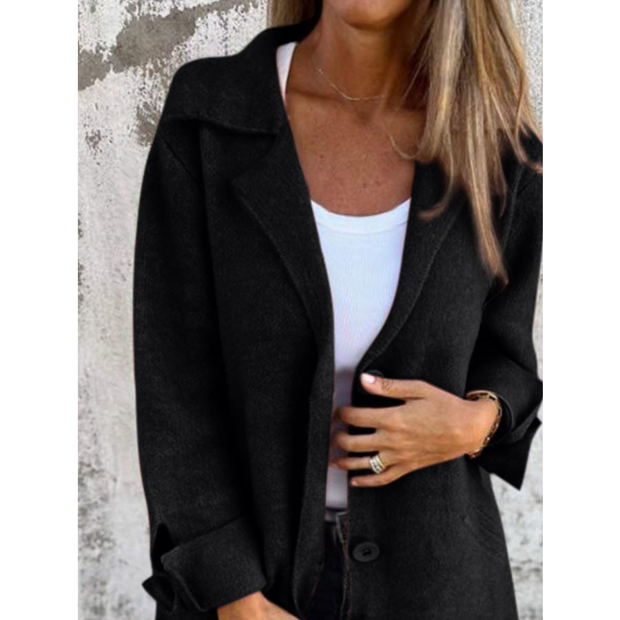 Full Size Collared Neck Button Up Longline Outerwear Apparel and Accessories