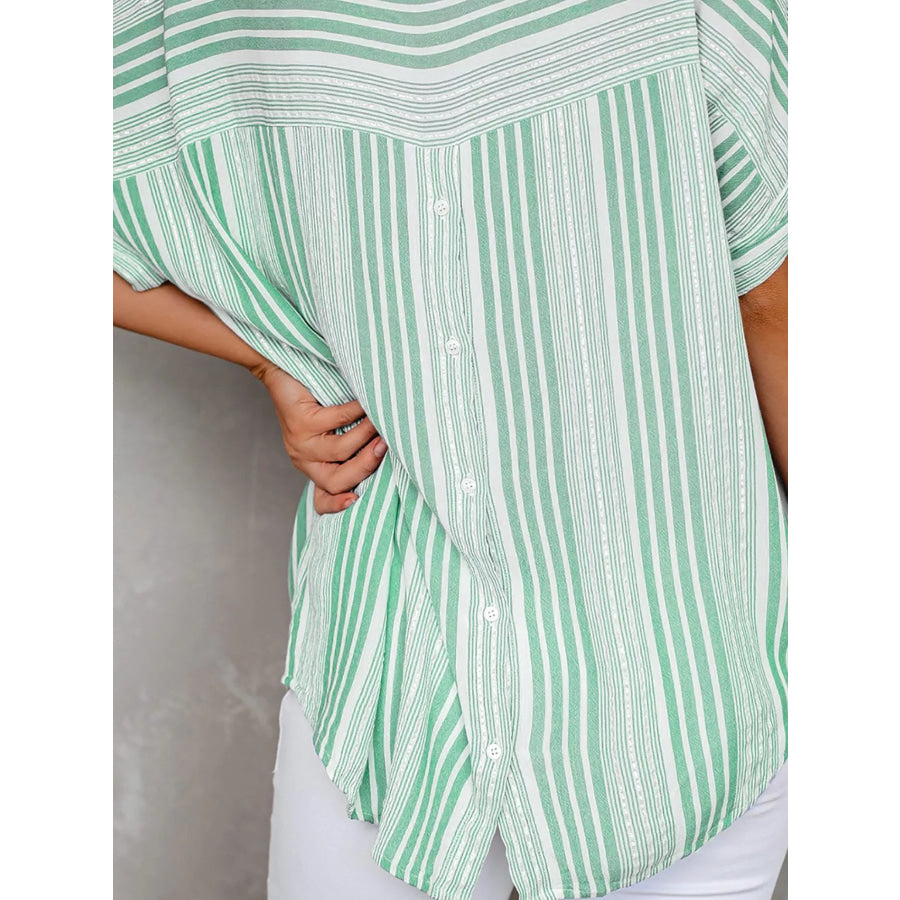 Full Size Collared Neck Half Sleeve Shirt Plus Size Apparel and Accessories
