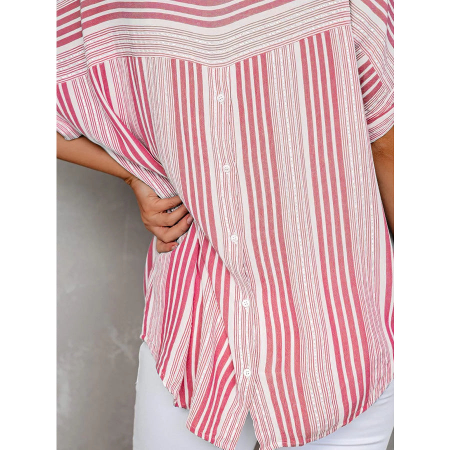 Full Size Collared Neck Half Sleeve Shirt Plus Size Apparel and Accessories