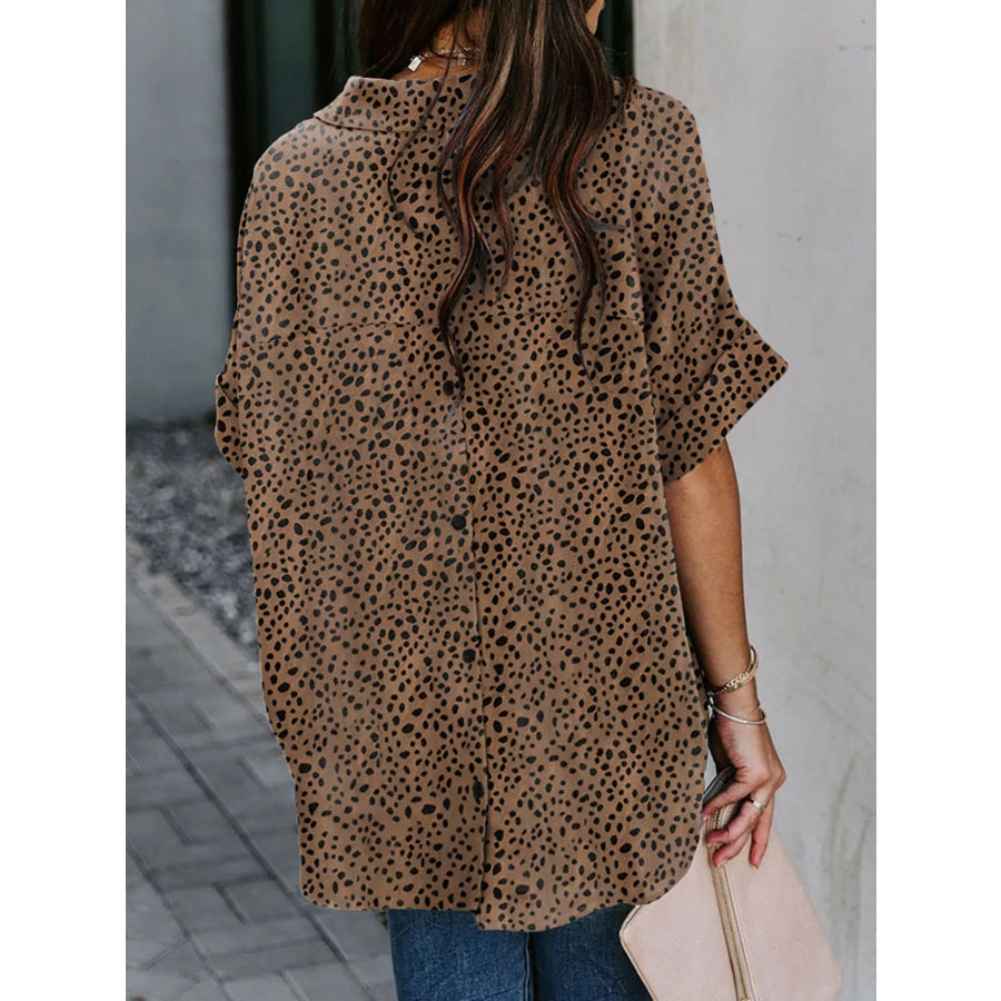 Full Size Collared Neck Half Sleeve Shirt Plus Size Apparel and Accessories