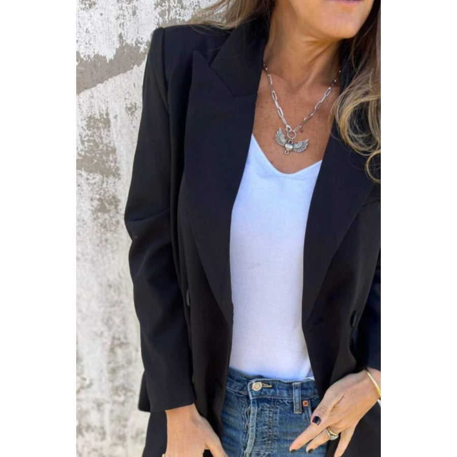 Full Size Collared Neck Long Sleeve Blazer Apparel and Accessories